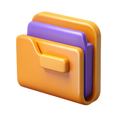 3d rendered stack of folders with purple and orange colors