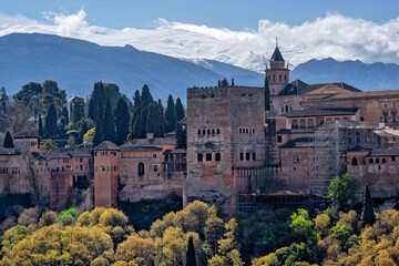 Obraz premium Granada, Spain. The Alhambra Palace complex. Beautiful Spanish city. Travel, Tourism