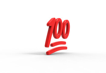 hundred point emoji angle view with shadow 3d render