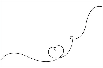 Heart continuous one line art drawing. One contour heart for love design. One line art sketch heart vector illustration. Simplicity symbol love sign isolated on white background