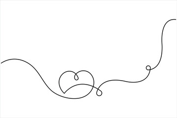 Heart continuous one line art drawing. One contour heart for love design. One line art sketch heart vector illustration. Simplicity symbol love sign isolated on white background