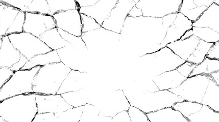 Broken glass on white background texture concept. Cracked surface texture with white background for design projects.