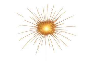 Obraz premium Sparkler explosion effect creating glowing golden particles burst and light rays, transparent background