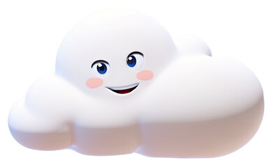 happy smiling cloud isolated cartoon 3d render style illustration shadow