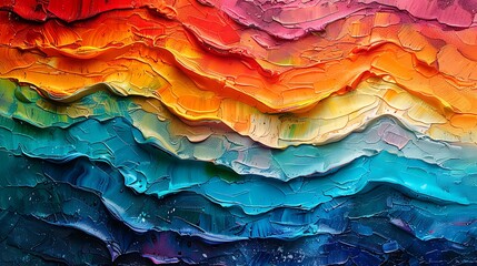 Vibrant Abstract Rainbow Wave Patterns with Textured Details