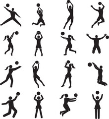handball and volleyball players style set icon