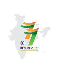 Happy 77th india republic day greeting banner template with map and flag illustration