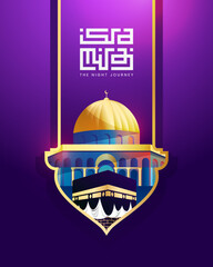 Isra and Mi'raj greeting banner template with al aqsa mosque illustration
