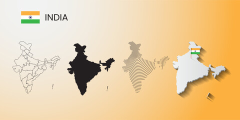 India illustration map with four option shape