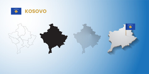 Kosovo illustration map with four option shape
