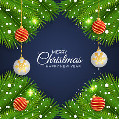 Elemant merry christmas background realistic