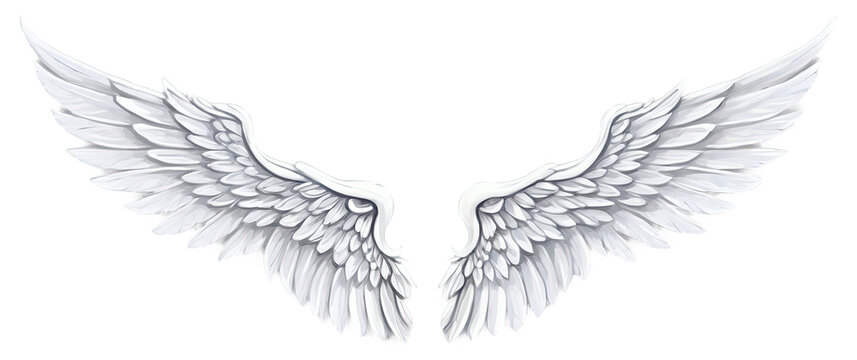 angel wings isolated majestic bird feathers classical style