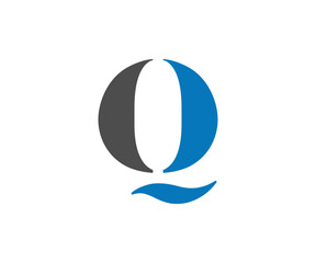 Letter q logo with gray and blue color combination