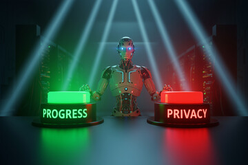 Robot entre boutons privacy et progress