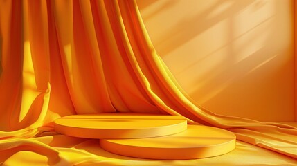 Round product podium with soft fabric