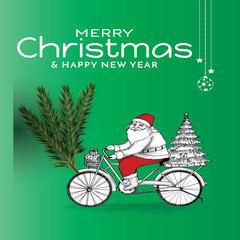 christmas, card, winter, holiday, santa, xmas, snow, vector, tree, illustration, santa claus, celebration, snowman, cartoon, merry, gift, greeting, claus, happy, decoration, year, new year, design, me