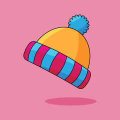 Warm Autumn Hat Icon Cartoon Vector Illustration
