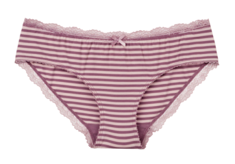 Striped womens underwear with lace trim isolated on transparent background