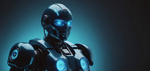 This is a close up of robot with glowing blue eyes layers emotion movement expression style cartoonish colorful backgrounds elements illustration gesture frame depth composition design