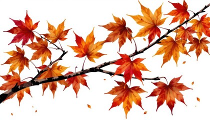 Fototapeta premium Autumn leaves falling vibrant background watercolor illustration nature artistic viewpoint seasonal concept