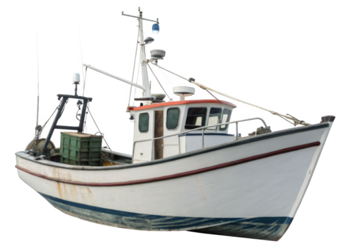 fishing boat isolated on a transparent background.