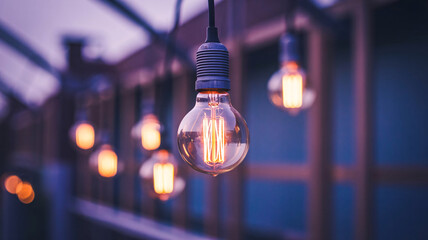 Warm glowing Edison bulbs create inviting atmosphere for gatherings or events
