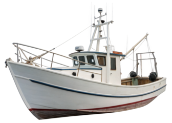 fishing boat isolated on a transparent background.