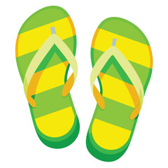 A colorful pair of summer flip-flops or sandals isolated on a white background is fashionable footwear for a beach holiday