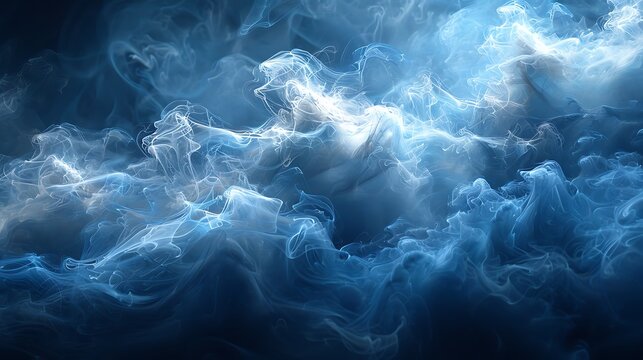 Abstract glowing particles swirling in ethereal mist