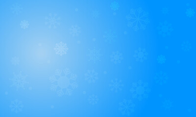 Blue background with faint snowflakes, Winter or Christmas backdrop 