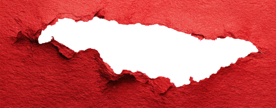 Red textured paper with a large hole