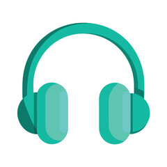 Green headphones icon on white background vector illustration for music and audio technology