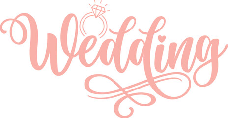 Wedding typography design on plain white transparent isolated background for card, shirt, hoodie, sweatshirt, apparel, tag, mug, icon, poster or badge