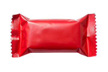 A single red foil wrapped candy or chocolate bar isolated on a transparent background isolated on transparent background
