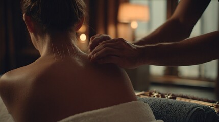 Relaxing Acupuncture Therapy in Warm Spa Lighting