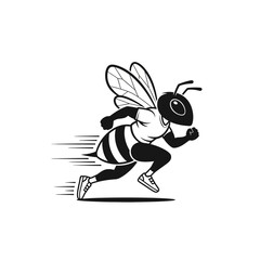 Energetic bee athlete sprinting forward with determination and speed.