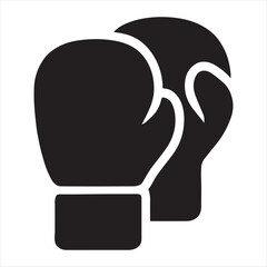 Pair of black boxing gloves icon symbol for combat sports and fighting training