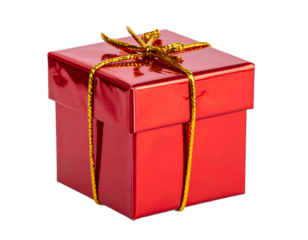 Firefly_Miniature red gift box for Christmas tree isolated on transparent background. 