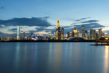 Naklejka premium Night View of Houhai Center, Shenzhen Bay, Nanshan District, Shenzhen City, Guangdong Province
