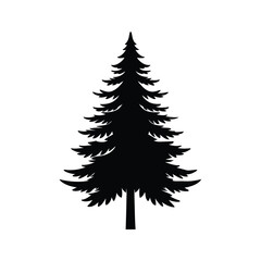 Flat Christmas Tree Silhouette Vector Black Holiday Icon