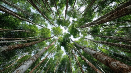 View looking up at straight, repetitive architectural lines creating a geometric pattern and modern abstract perspective.