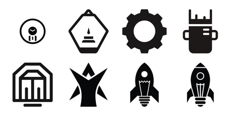 innovation silhouette business vector icon bundle
