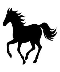 Powerful Horse Silhouette Galloping Gracefully Across Open Plains and Meadows