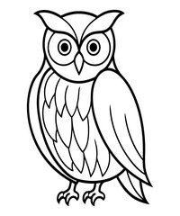 Illustration of a Cute Cartoon Owl with Big Eyes