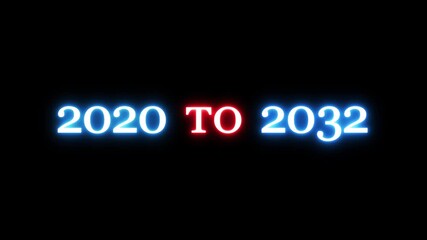 New year from 2020 to 2057 animation on background.  Year changing from 2020 to 2057.