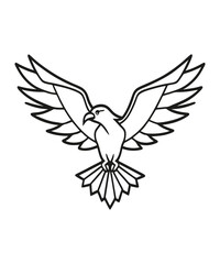 Minimalist Line Art of a Soaring Eagle Against a Black Backdrop