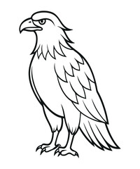 Majestic Eagle Standing Proudly Vector Illustration in Black and White