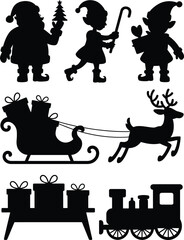 Santa elf reindeer sleigh train gifts santa claus
