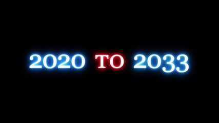 New year from 2020 to 2060 animation on background.  Year changing from 2020 to 2060.