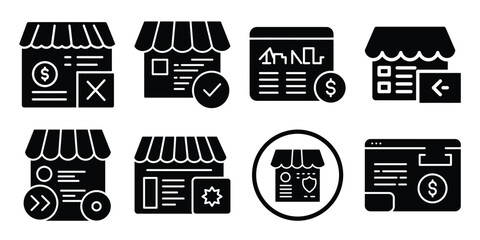 advertising silhouette business vector icon bundle